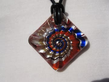 Exsila Artikel: Lederkette mit Glasanhänger *NEU*