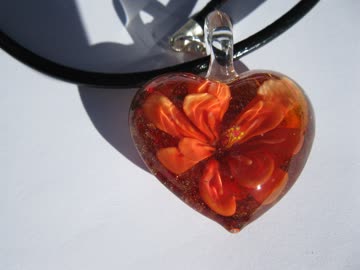 Exsila Artikel: Lederkette mit Glasanhänger *NEU*