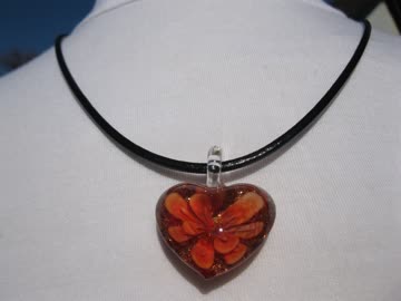 Lederkette mit Glasanhänger *NEU*