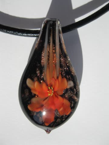 Exsila Artikel: Lederkette mit Glasanhänger *NEU*