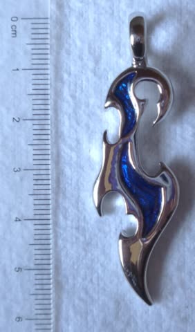 Exsila Artikel: Anhänger silbrig mit 2 blauen Ornamenten - NEU !!