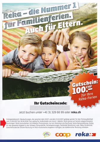 Exsila Artikel: Reka Gutschein Fr. 100.00 Rabatt gültig bis 31.10.2017