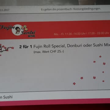 Exsila Artikel: Fujin Sushi Basel 2 für 1