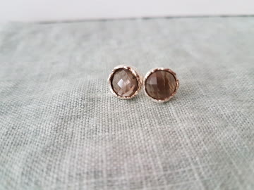 Exsila Artikel: Echt Silber Ohrstecker mit Rauchquarz neu