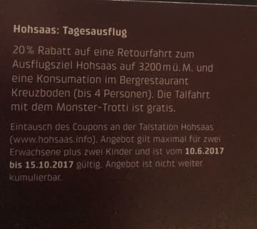 20 % Rabattgutschein Hohsaas mit gratis Talfahrt Trotti