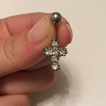 Exsila Artikel: Bauchnabel Piercing Silber Kreuz