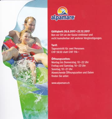 Exsila Artikel: Alpamare Gutschein 50% Rabatt gültig bis 22.12.2017