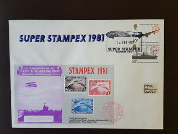 Stampex 1981 - 2x A5 Couverts mit Sonderblock und Marken