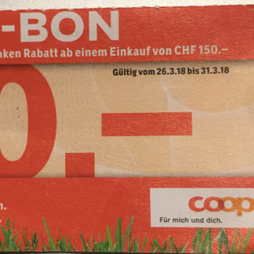 20.- Rabatt Coop, ab Einkauf von 150.-