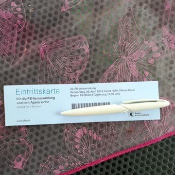 Exsila Artikel: Eintrittskarte für die PS-Versammlung und den Apéro riche