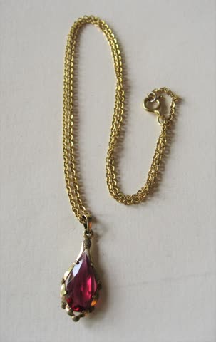 Vintage Kette + Anhänger Glasstein um 1940