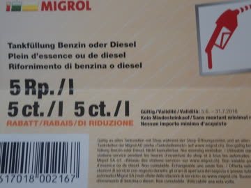 Migrol Tankfüllung 5 Rp./l Rabatt