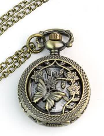 Exsila Artikel: Umhänge- Taschenuhr Bronce mit Deckel+Kette 100% Neu