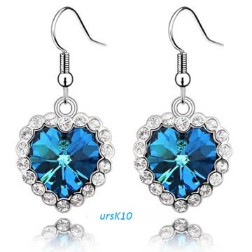 *Neu* Ohrringe Titanic Herz Marinblau Top Angebot