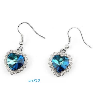 *Neu* Ohrringe Titanic Herz Marinblau Top Angebot