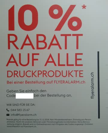 Flyeralarm.ch 10% Rabatt