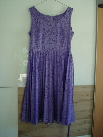 Exsila Artikel: Vintage Kleid violett mit Punkten Gr. 42