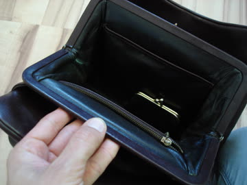 braune Lederhandtasche "Vintage" mit kl. Portemonne