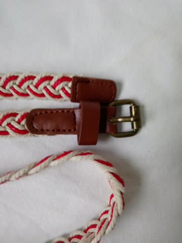 Flechtgürtel rot - creme
