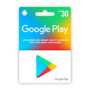 Exsila Artikel: NEU: Geschenkkarte Google Play CHF 30.-