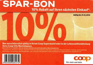 Gutschein 10 Prozent Coop