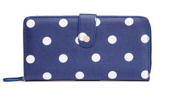 NEUES Portemonnaie Blau-Weiss Polka dots