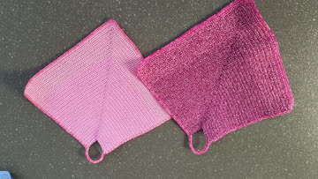Exsila Artikel: neue gehäkelte Topflappen aus Garn pink