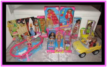 Barbie Sammlung (1) Kiste mit Sommer Puppen Auto Pool Beach