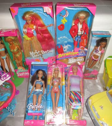Barbie Sammlung (1) Kiste mit Sommer Puppen Auto Pool Beach