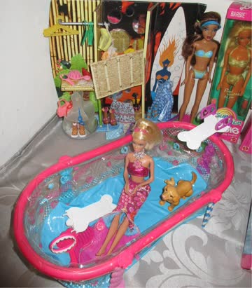 Barbie Sammlung (1) Kiste mit Sommer Puppen Auto Pool Beach