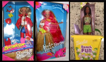 Barbie Sammlung (1) Kiste mit Sommer Puppen Auto Pool Beach