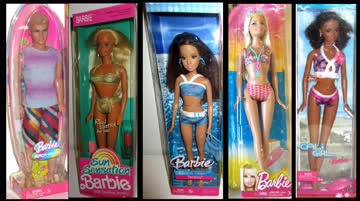 Barbie Sammlung (1) Kiste mit Sommer Puppen Auto Pool Beach