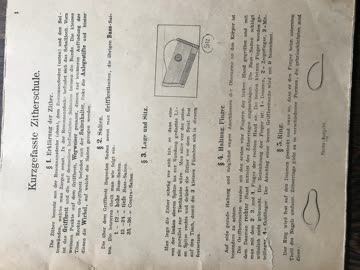 "Zither-Schule", antik, Lehrtext und Noten