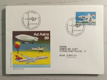1989 Sonderstempelbeleg Aerophilatelie 8000 Zürich