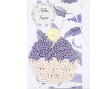 Neu handgefertigt Karte mit gehäkeltem Cupcake-Motiv