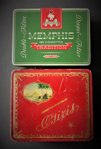 MEMPHIS +OSIRIS Cigaretten Dosen aus den 40/50er Jahren
