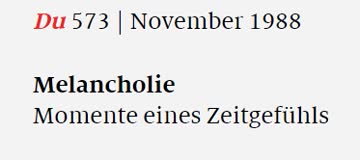 DU 573 November 1988 - Melancholie Momente eines Zeitgefühls