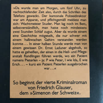 Friedrich Glauser Matto regiert