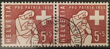 1958 PP Mutter und Kind Paar Automobil Postbureau Stempel