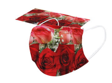 5 Stk. NEUE Einweg Maske mit Rosenmotiv - 221638