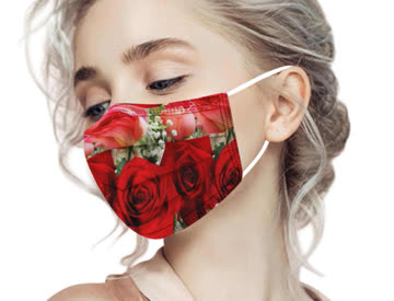 5 Stk. NEUE Einweg Maske mit Rosenmotiv - 221638