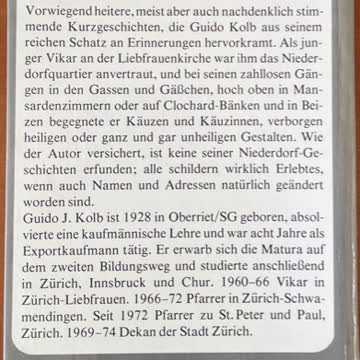 2 Bücher von Guido J. Kolb über das Niederdorf, Zürich