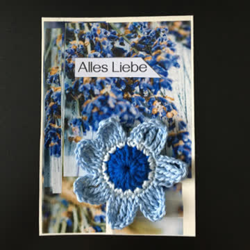 Karte mit Blumen - Häkelmotiv
