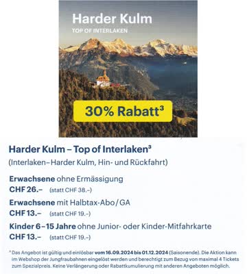 Harder Kulm Gutschein 30% Rabatt gültig bis 01.12.2024