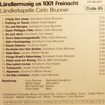 CD - Ländlerkapelle Carlo Brunner - Ländlermusig us 1001er F
