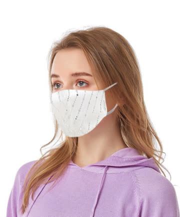 Stoffmaske silber mit Punkte NEU / 1 Stück