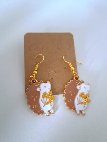 Exsila Artikel: Retro Style süsse Igel Ohrringe Goldfarben NEU