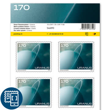 Briefmarken CHF 1.70 «Uranus», Bogen mit 10 Marken