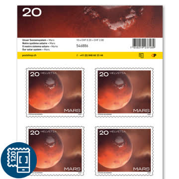 Briefmarken CHF 0.20 «Mars», Bogen mit 10 Marken