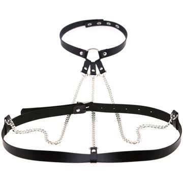 NEUES Ketten Body-Halsband schwarz für Gr. XS, S & M